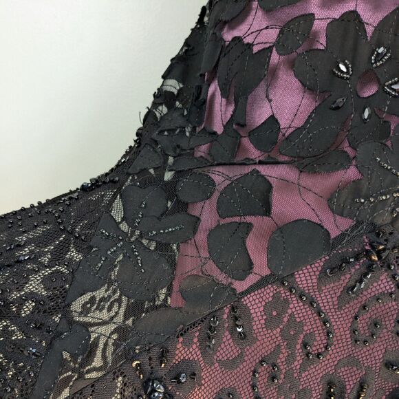 Vintage Sue Wong Midi Dress Cocktail Gown Fairy Goth Whimsigoth Pink Black 12 - Picture 10 of 16